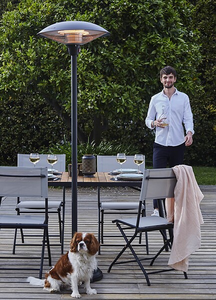 FAVEX - Parasol chauffant électrique Milan - Noir - 60x60x205cm - large