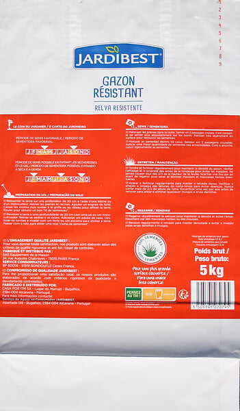 JARDIBEST - Gazon à semer ultra résistant - 5kg - large