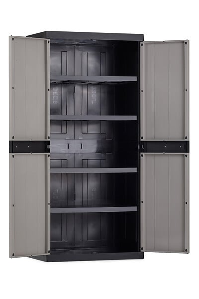 TOOMAX - Armoire haute - Résine - Gris et noir - 89x54x190cm - large