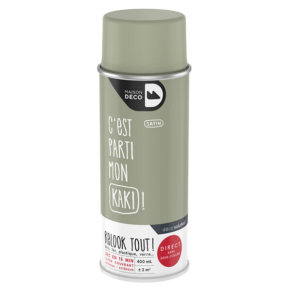 MAISON DECO - Peinture aérosol Relook Tout - Kaki - Satin - 400ml - large