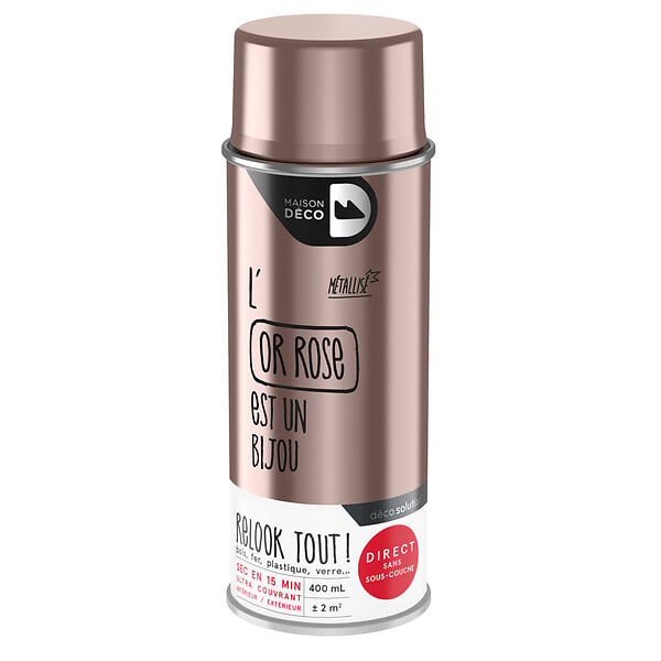MAISON DECO - Peinture aérosol Relook Tout - Or rose - Métallique - 400ml - large