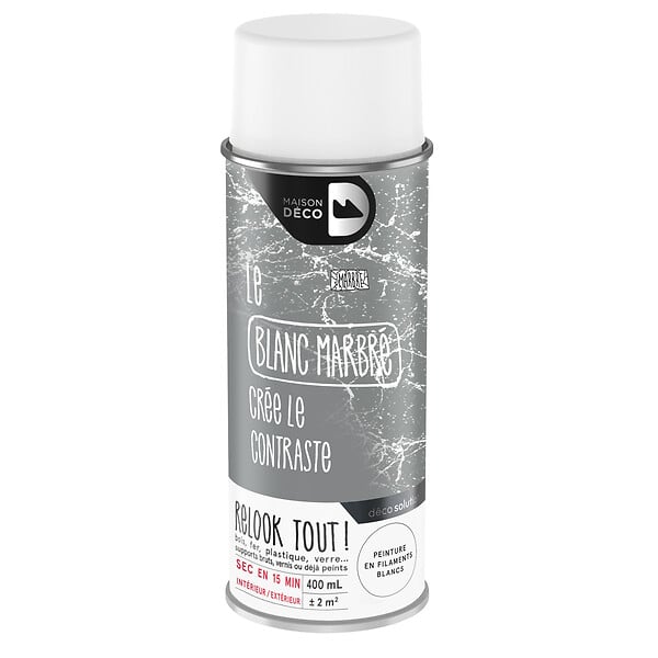 MAISON DECO - Peinture aérosol Relook Tout - Blanc marbré - 400ml - large