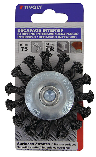 TIVOLY - Brosse circulaire fil acier torsadé D75mm - large