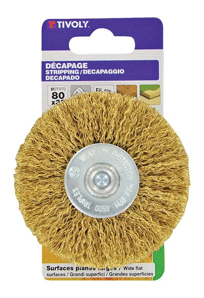 TIVOLY - Brosse circulaire fil acier laitonné D80x33 - large
