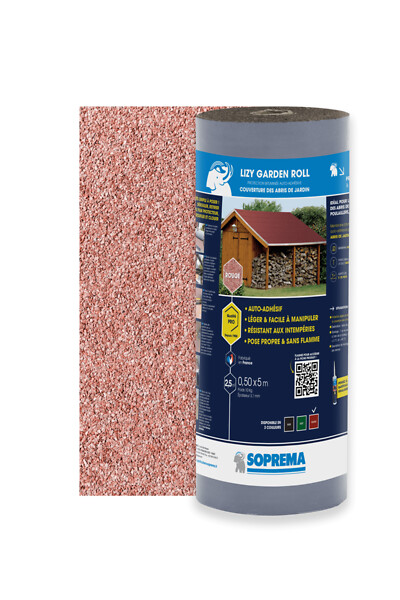 SOPREMA - Toit pour abri de jardin - Rouge - 5x0,5m - large