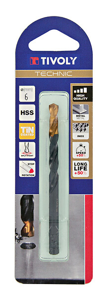 TIVOLY - Foret métal HSS TIN D3mm taillé meulé cyl court - large