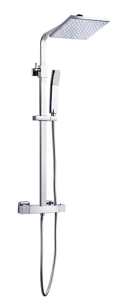 PERFECTLINE - Colonne de douche thermostatique - Tête de douche - Chrome - 20x20cm - large