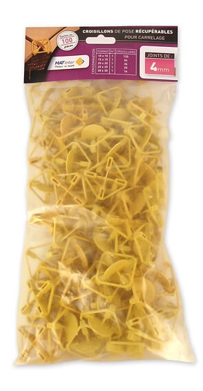 MAT INTER - Sachet de 100 croisillons 4mm récupérables - large