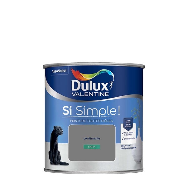 DULUX VALENTINE - Peinture Si Simple - L'Anthracite - Satin - 0,5L - large