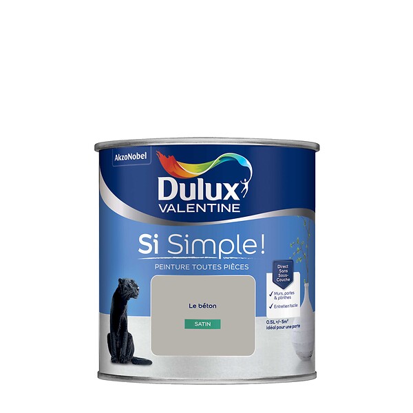 DULUX VALENTINE - Peinture Si Simple - Le Beton - Satin - 0,5L - large