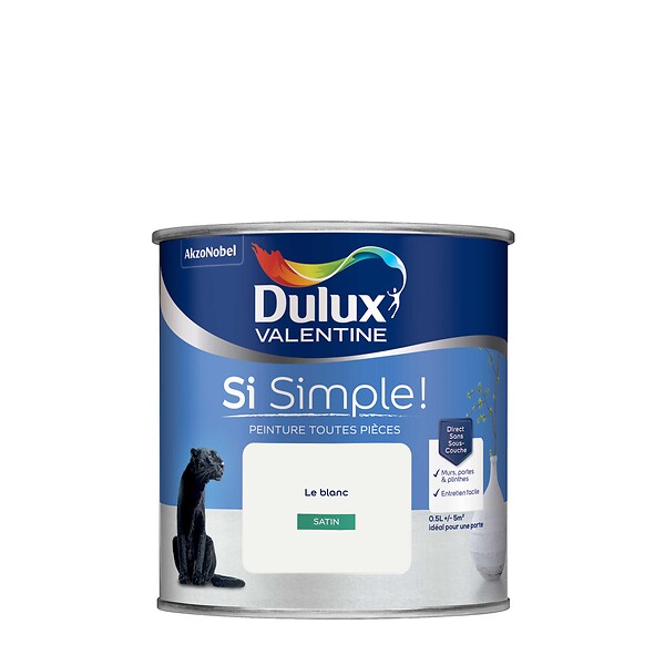 DULUX VALENTINE - Peinture Si Simple - Le Blanc - Satin - 0,5L - large