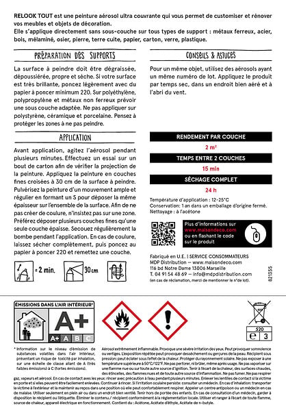 MAISON DECO - Peinture aérosol Relook Tout - Blanc - Satin - 400ml - large