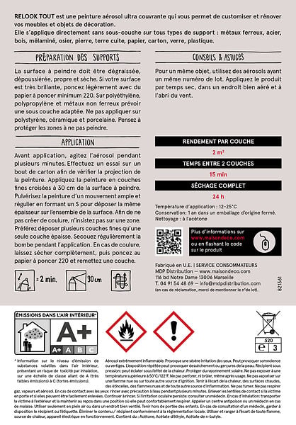 MAISON DECO - Peinture aérosol Relook Tout - Kraft - Satin - 400ml - large