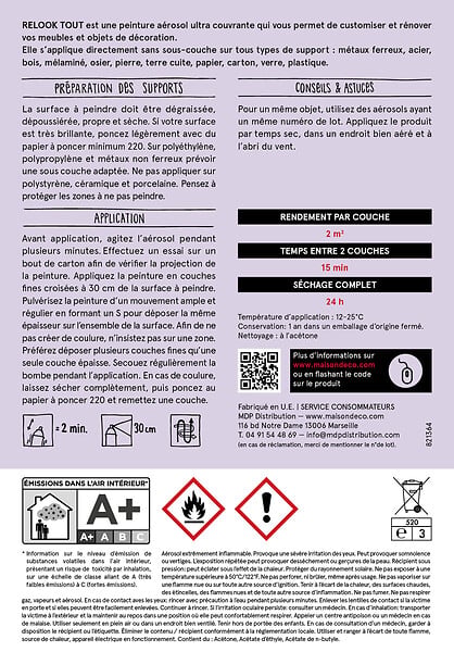 MAISON DECO - Peinture aérosol Relook Tout - Parme - Satin - 400ml - large
