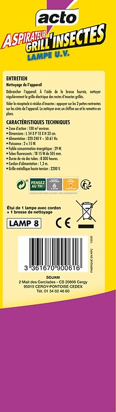 ACTO - Aspirateur Grill insectes lampe UV - large