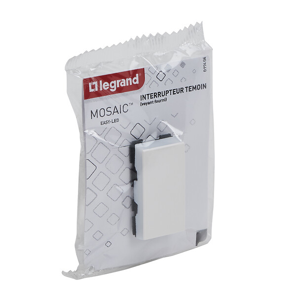 LEGRAND - Interrupteur témoin voyant Mosaic Easy-Led - 1 module - Blanc - 10A - large