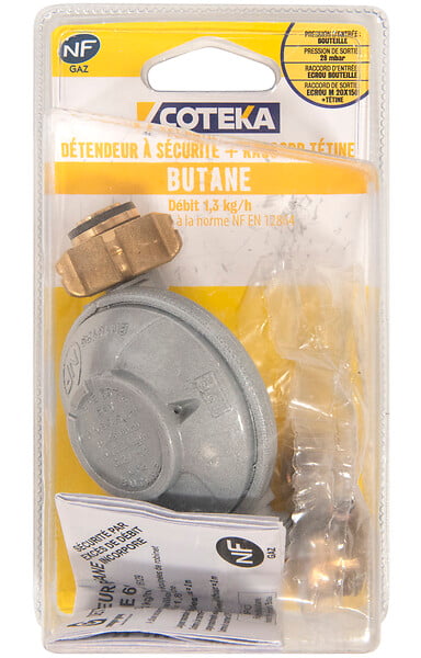 COTEKA - Détendeur à sécurité butane simple détente 1.3kg avec tétine - large