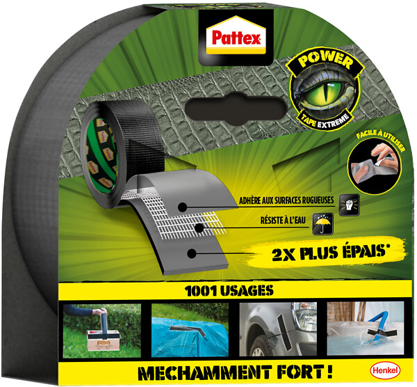 PATTEX - Ruban adhésif Tape Extreme - Noir - 20m - large