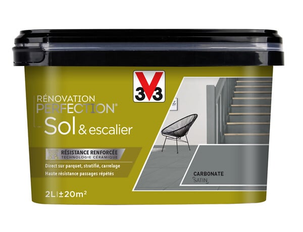 V33 PEINTURE - Peinture de renovation sol et escalier - Carbonate satinee - 2L - large
