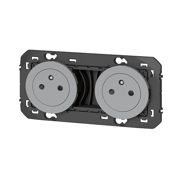 LEGRAND - Double prise de courant 2P+T Surface dooxie 16A précâblées alu - large