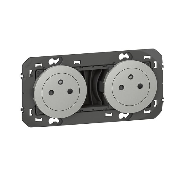 LEGRAND - Double prise de courant 2P+T Surface dooxie 16A précâblées alu - large
