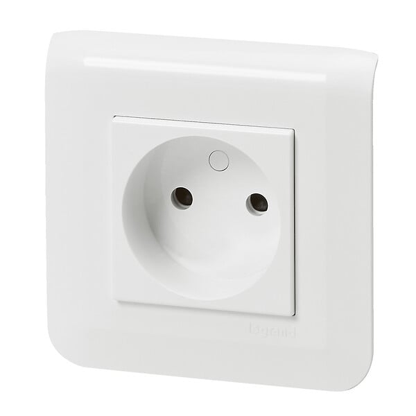 LEGRAND - Prise de courant sans terre Mosaic blanc complet avec plaque - large