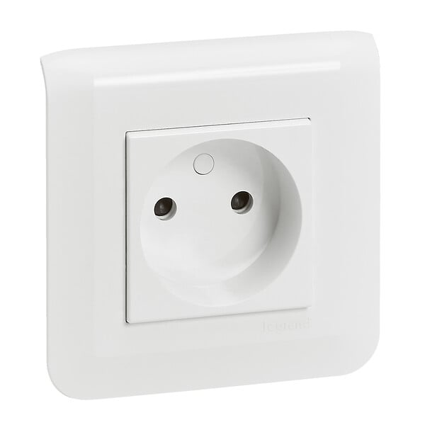 LEGRAND - Prise de courant sans terre Mosaic blanc complet avec plaque - large