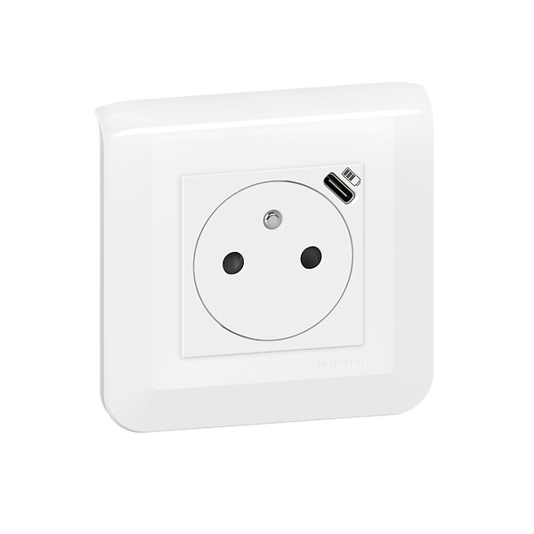 LEGRAND - Prise de courant Surface Mosaic avec chargeur Type-C 2 modules - blanc - large