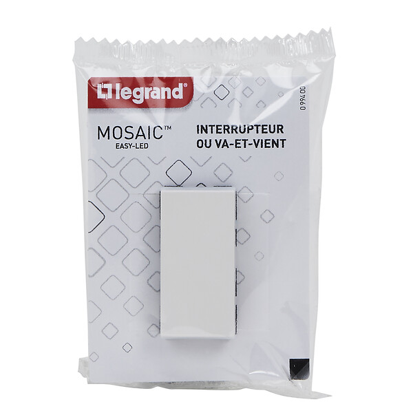 LEGRAND - Interrupteur ou va-et-vient Mosaic Easy-Led 10A 1 module - blanc - large