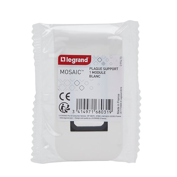 LEGRAND - Plaque Mosaic avec support pour 1 module - blanc - large