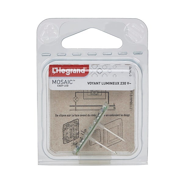LEGRAND - Voyant lumineux Mosaic Easy-Led 230V avec repère gris - large