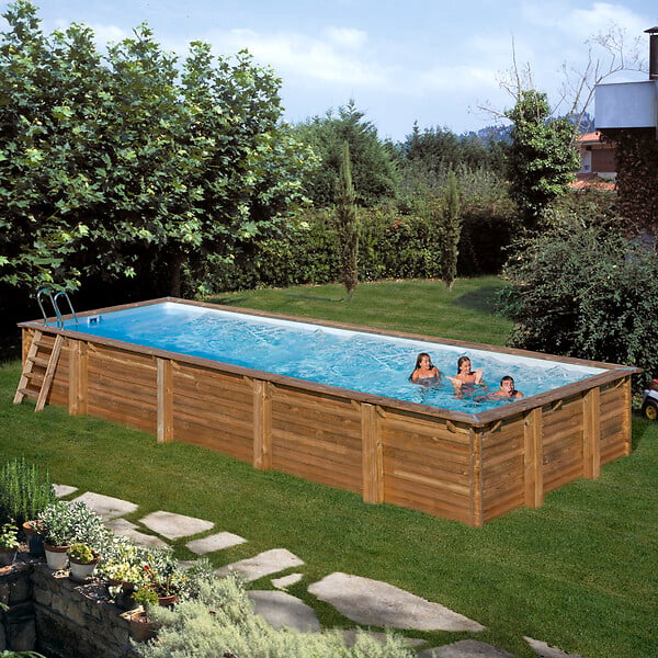 SUNBAY - Piscine bois rectangulaire MINT 10,10m x 4,18m x H.1,46 m LDD - large