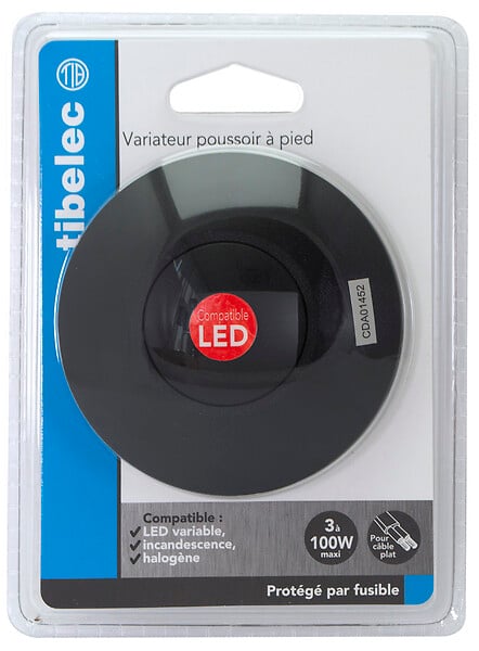 TIBELEC - Interrupteur-variateur à pieds blanc pour LED - large
