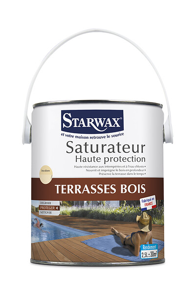 STARWAX - Saturateur Haute protection Terrasse bois Incolore 2.5l - large