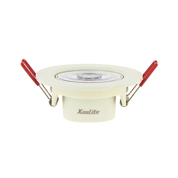 XANLITE - Spot LED intégré encastrable orientable, 5,6W, équivalent 50W, 345 lm, angle 36°, blanc chaud, 2700K, classe énergétique A+, 2 anneaux interchangeables blanc et gris mat - large