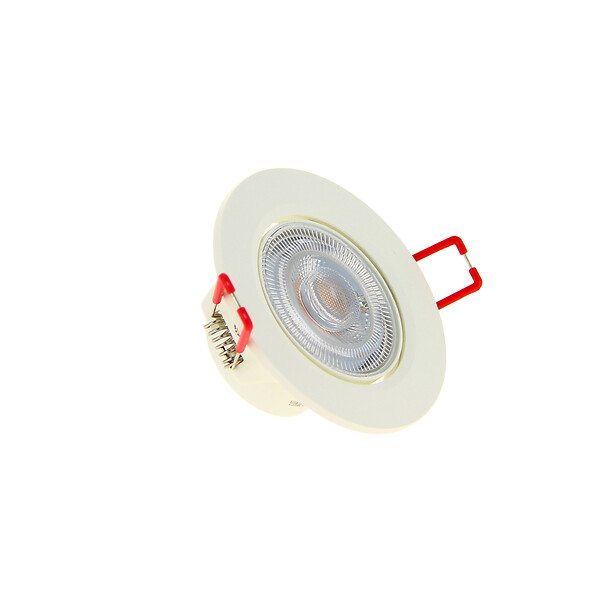 XANLITE - Spot LED intégré encastrable orientable, 5,6W, équivalent 50W, 345 lm, angle 36°, blanc chaud, 2700K, classe énergétique A+, 2 anneaux interchangeables blanc et gris mat - large