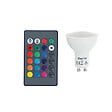 XANLITE - Ampoule LED spot GU10, blanc + RVB, 4,2W, équivalent 27W, 280 lm, blanc chaud, 3000K, angle 100°, pilotable par télécommande - vignette