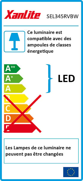 XANLITE - Spot LED intégré encastrable orientable, blanc + RVB, 6,8W, équivalent 40W, 345 lm, blanc chaud, 3000K, angle 100°, pilotable par télécommande - large