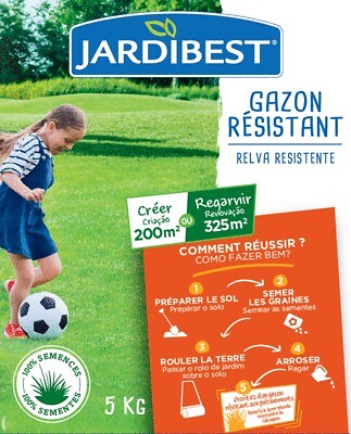 JARDIBEST - Gazon à semer ultra résistant - 5kg - large