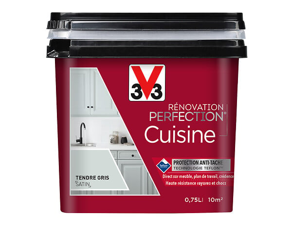 V33 PEINTURE - Peinture rénovation Cuisine satin tendre gris 0.75L - large