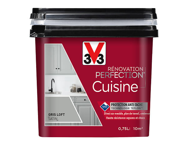 V33 PEINTURE - Peinture rénovation Cuisine satin gris loft 0.75L - large