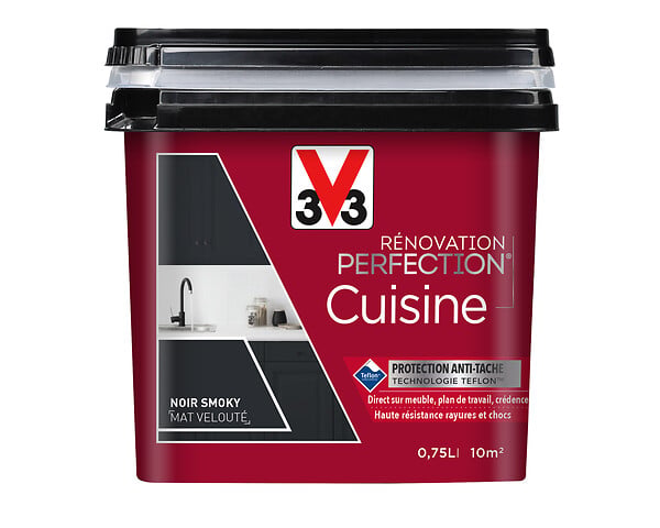 V33 PEINTURE - Peinture rénovation Cuisine mat noir smoky 0.75L - large