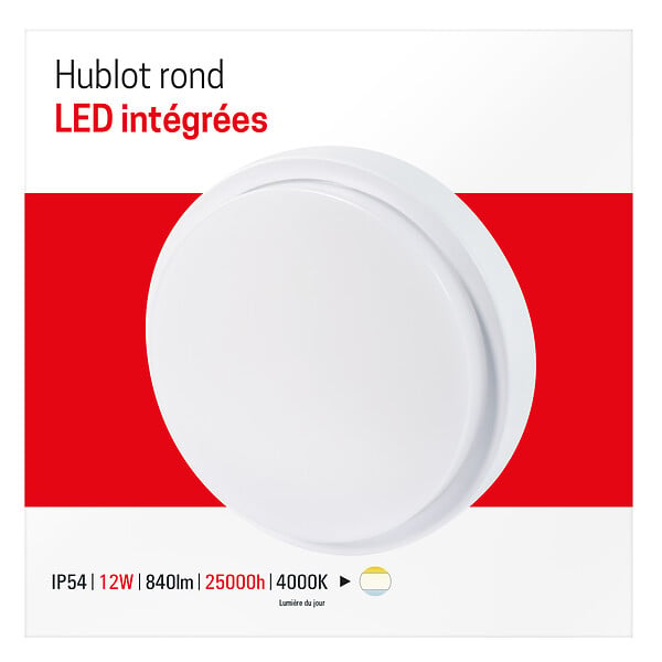 GEFOM - Hublot rond led intégrée, 12W, 1200 lumens - large