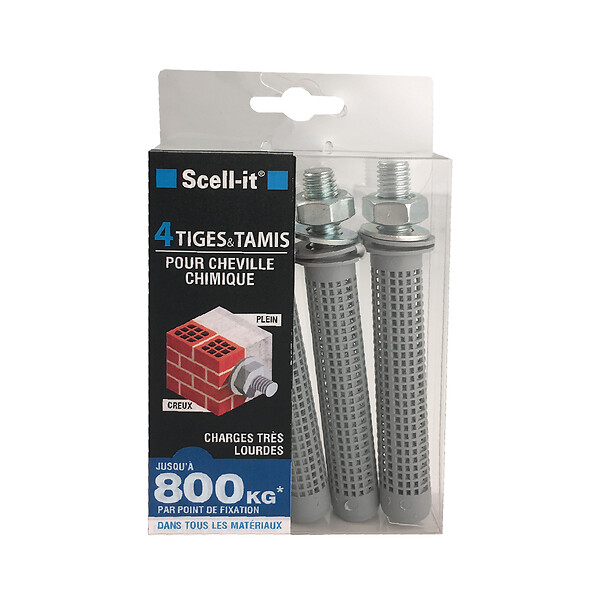 SCELL-IT - 4 tiges acier M10x110 + 4 tamis - large