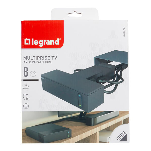 LEGRAND - Multiprise pour coin TV avec parafoudre 8 prises - large