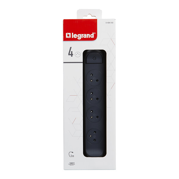 LEGRAND - Multiprise 4 prises rotative cable 3 mètres et 1,5MM - large