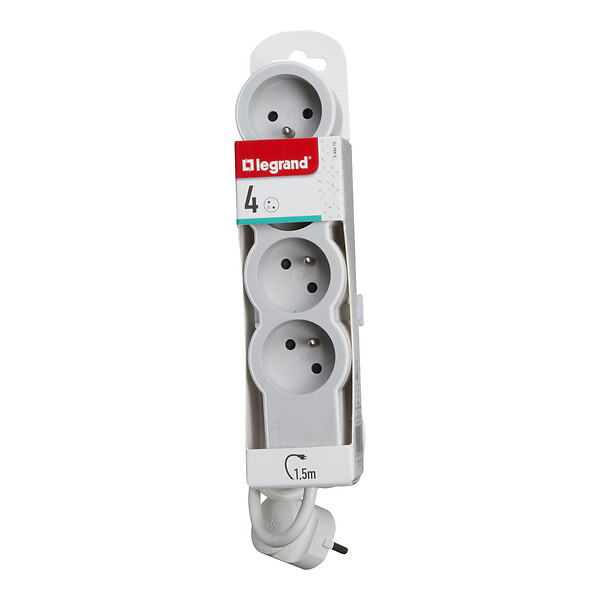 LEGRAND - Multiprise 4 prises câble 1,5 mètre et 1mm² de section - large