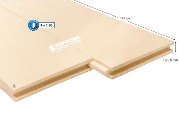 SOPREMA - Panneau isolant XPS - polystyrène extrudé - 125x60x6cm - R=1,8 - large