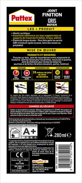 PATTEX - Joint finition parquet gris moy PATTEX cartouche 280ml - large