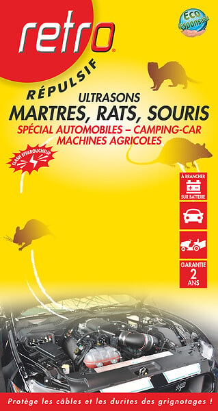 RETRO - Répulsif ultrasons rats - souris - martres spécial automobiles - large